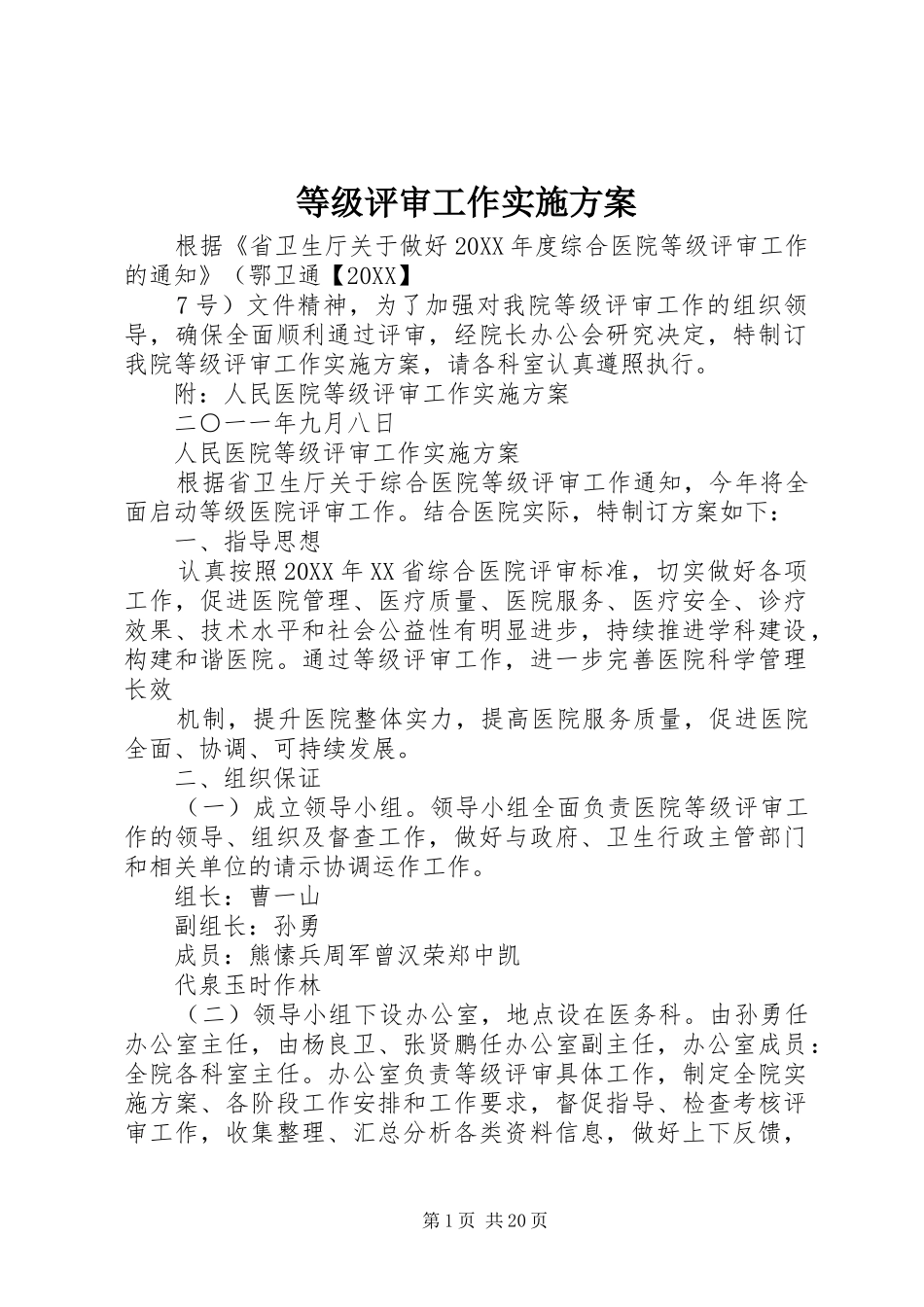 等级评审工作实施方案_第1页