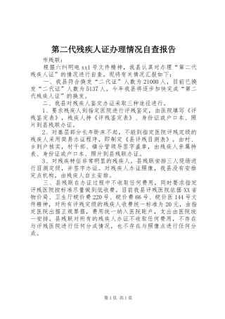 第二代残疾人证办理情况自查报告
