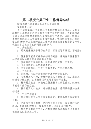 第二季度公共卫生工作督导总结