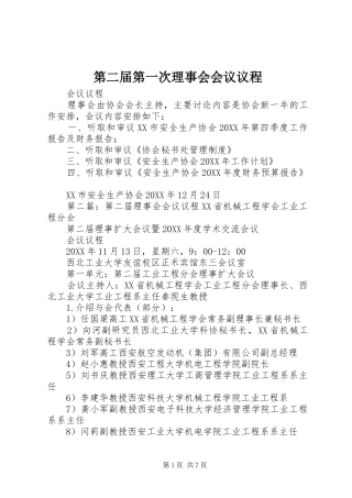 第二届第一次理事会会议议程