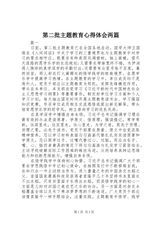 第二批主题教育心得体会两篇