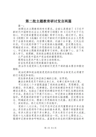 第二批主题教育研讨讲话两篇