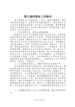 第九届村委会工作报告