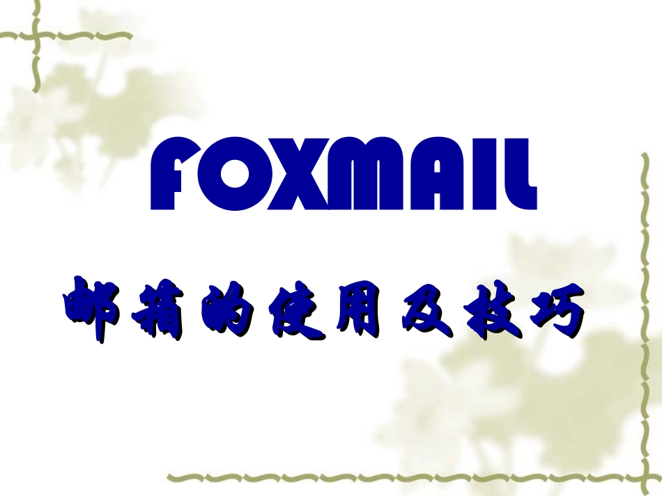 FOXMAIL培训教程_第1页