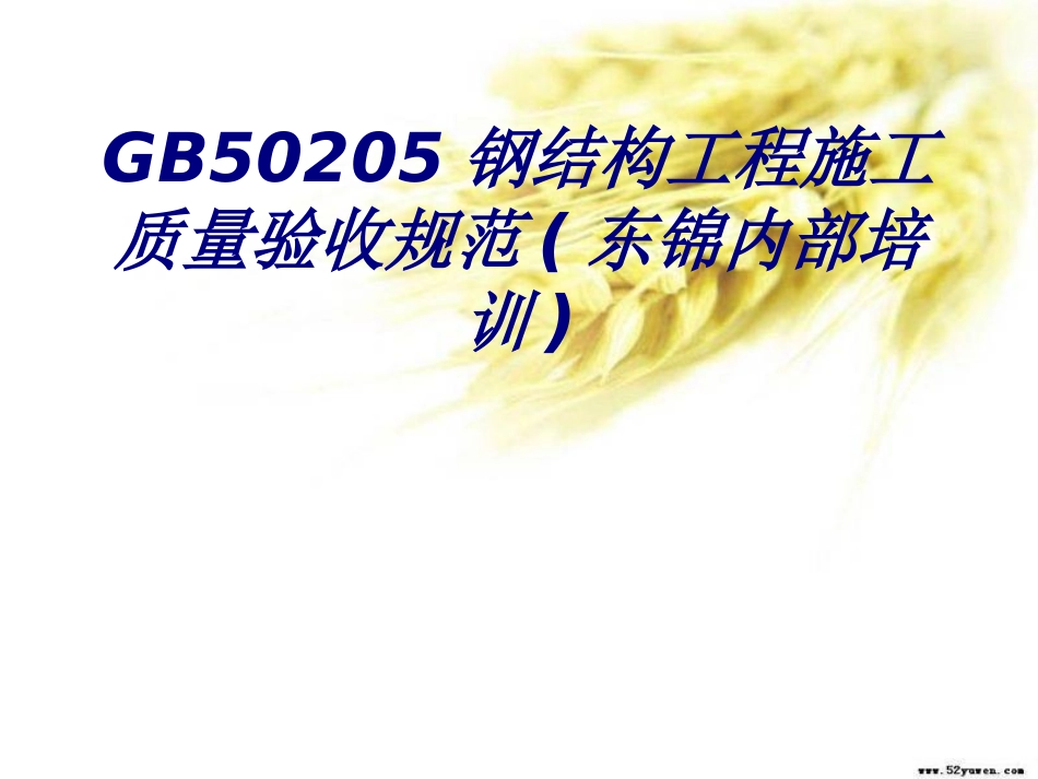 GB50205钢结构工程施工质量验收规范(东锦内部培训)培训课件_第1页