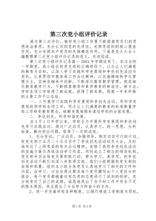 第三次党小组评价记录