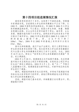 第十四项目组进展情况汇报