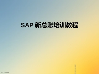 SAP新总账培训教程