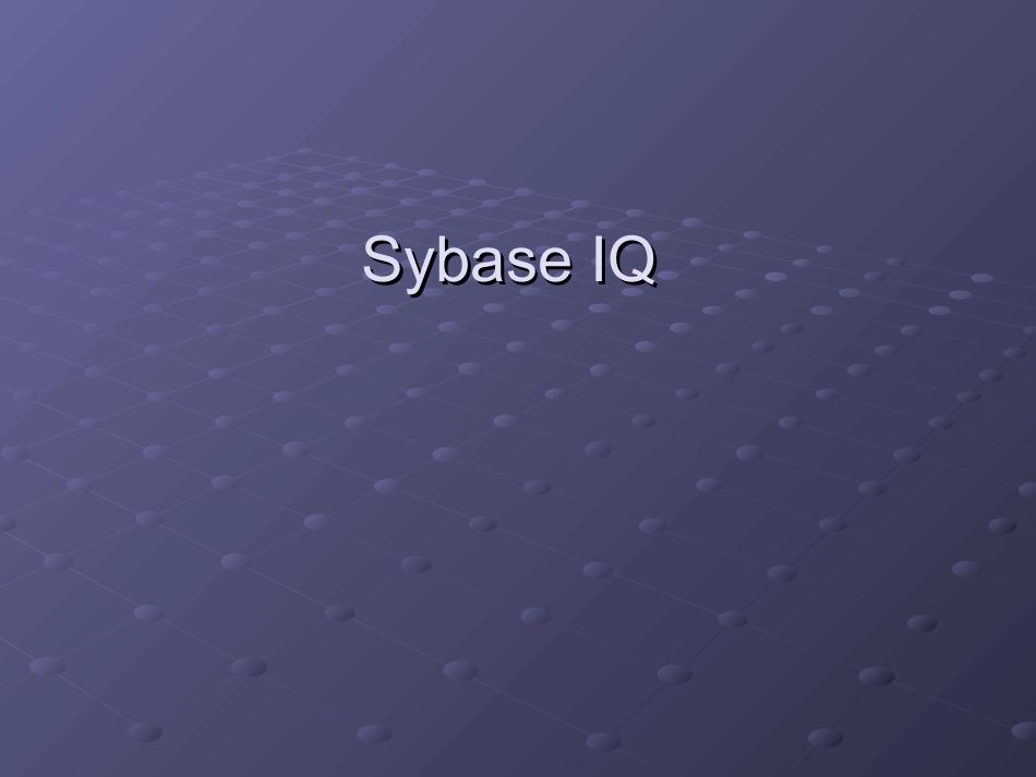 SybaseIQ培训教程第一天_第1页