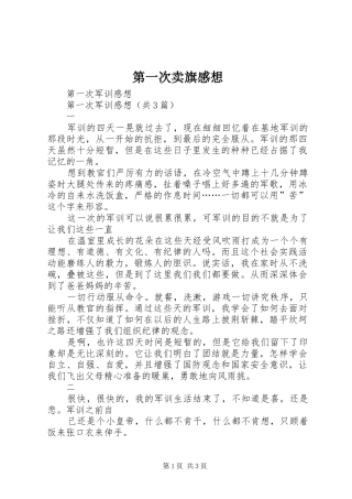 第一次卖旗感想