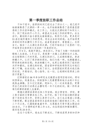 第一季度挂职工作总结