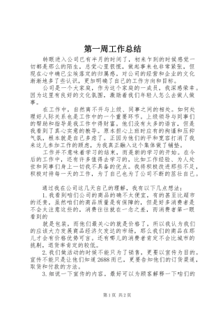 第一周工作总结