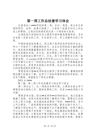 第一周工作总结兼学习体会