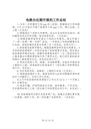 电教办近期开展的工作总结