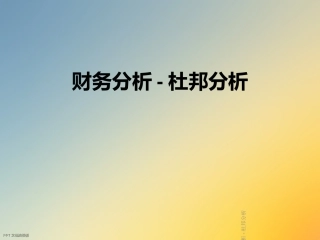 财务分析杜邦分析