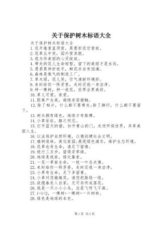 关于保护树木标语大全