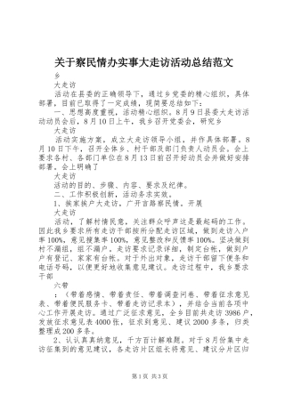 关于察民情办实事大走访活动总结范文