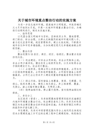 关于城市环境重点整治行动的实施方案