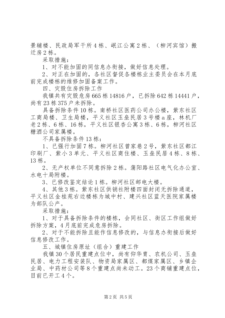 关于城镇住房重建现阶段工作情况的汇报_第2页