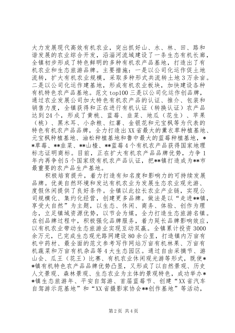 关于创建特色品牌乡镇工作的调研报告_第2页