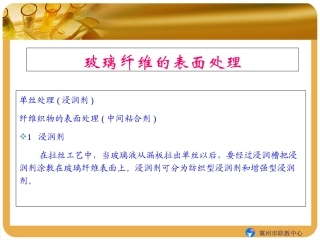 玻璃纤维的表面处置