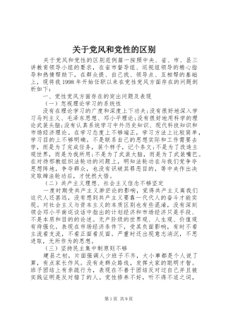 关于党风和党性的区别