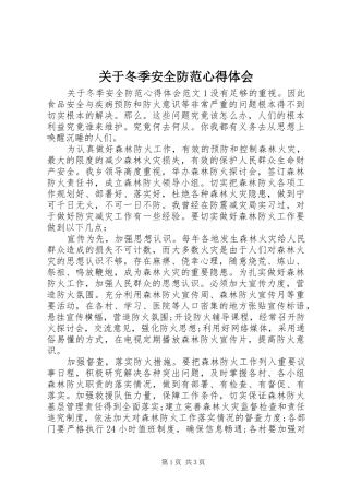 关于冬季安全防范心得体会