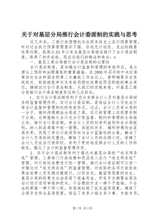 关于对基层分局推行会计委派制的实践与思考