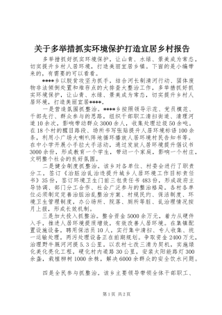 关于多举措抓实环境保护打造宜居乡村报告