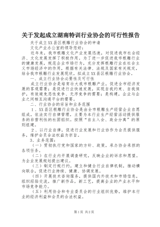 关于发起成立湖南特训行业协会的可行性报告