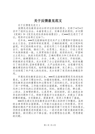 关于反馈意见范文