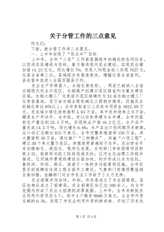 关于分管工作的三点意见
