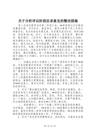 关于分析评议阶段征求意见的整改措施