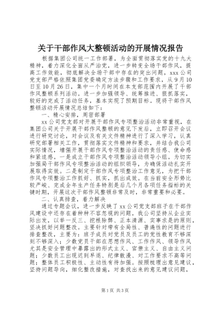 关于干部作风大整顿活动的开展情况报告