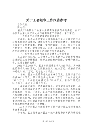 关于工会经审工作报告参考