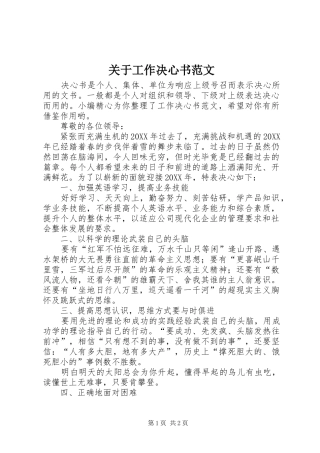 关于工作决心书范文