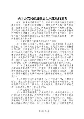 关于公安局推进基层组织建设的思考