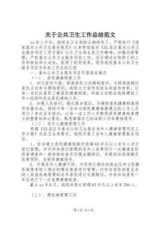 关于公共卫生工作总结范文