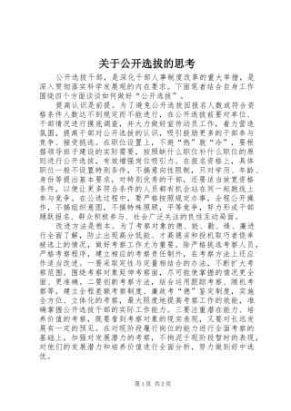 关于公开选拔的思考