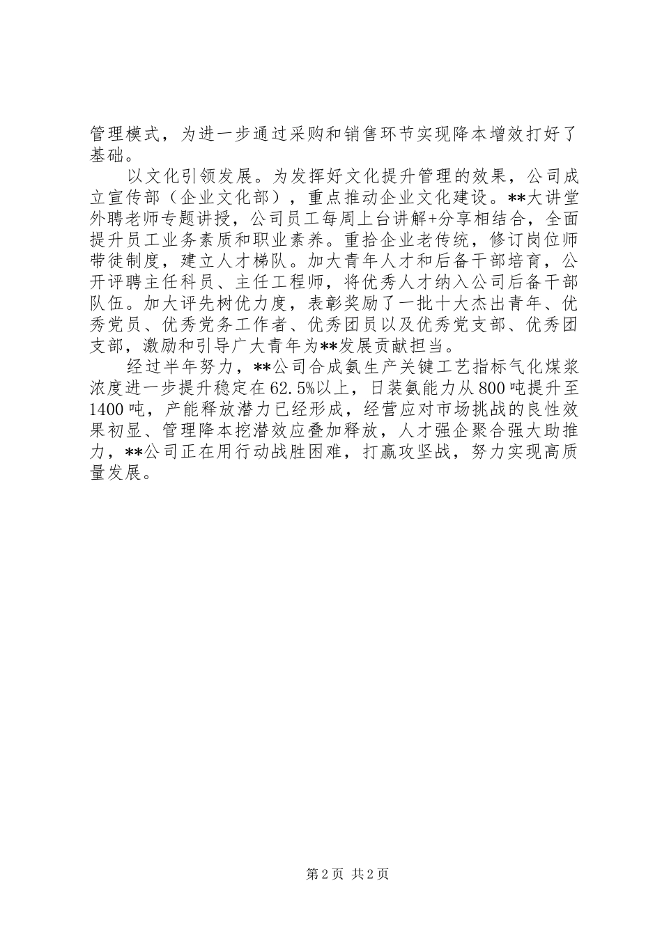 关于公司实现高质量发展报告_第2页