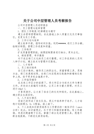 关于公司中层管理人员考察报告