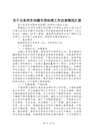关于公务用车问题专项治理工作自查情况汇报