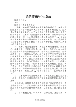 关于国税的个人总结