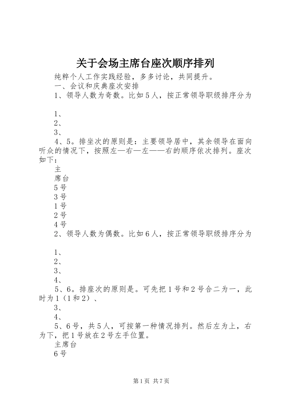 关于会场主席台座次顺序排列_第1页
