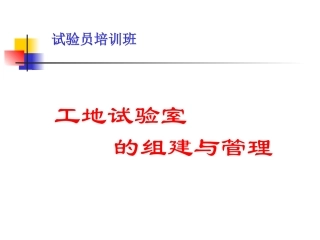 工地试验室的组建和管理方案