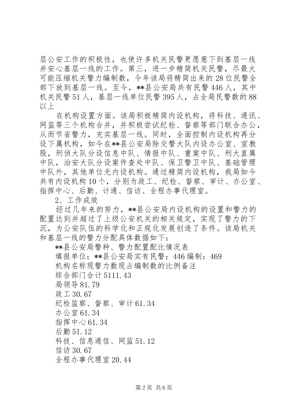 关于基层公安机关警力配置现状分析与改进的调研报告_第2页