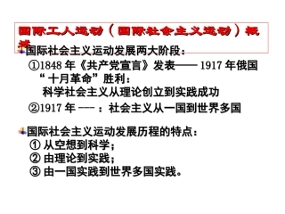 国际工人运动国际社会主义运动概述