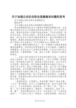 关于加强公安队伍职业道德建设问题的思考