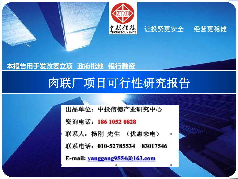 肉联厂项目可行性研究报告_第1页