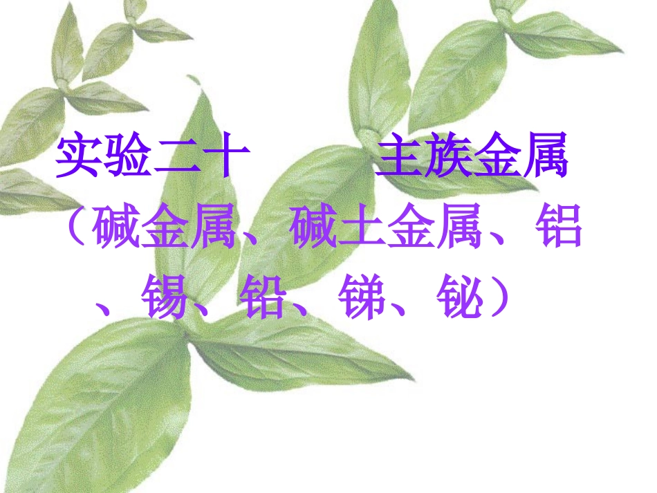 实验二十主族金属碱金属碱土金属铝锡铅锑铋_第1页